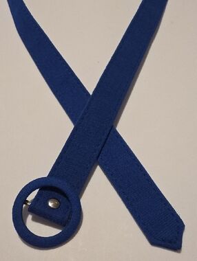 Royale Blue Fabric Circle Buckle Belt